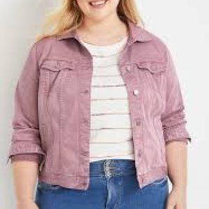 Maurices 2X Pink Acid Wash Denim Jacket